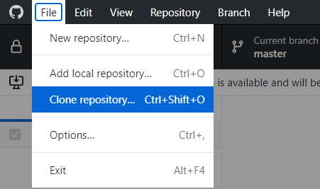Cloning a repository in GitHub Desktop