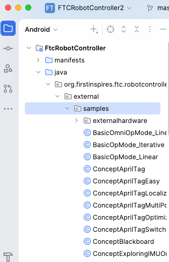 Sample OpModes in the external.sample folder